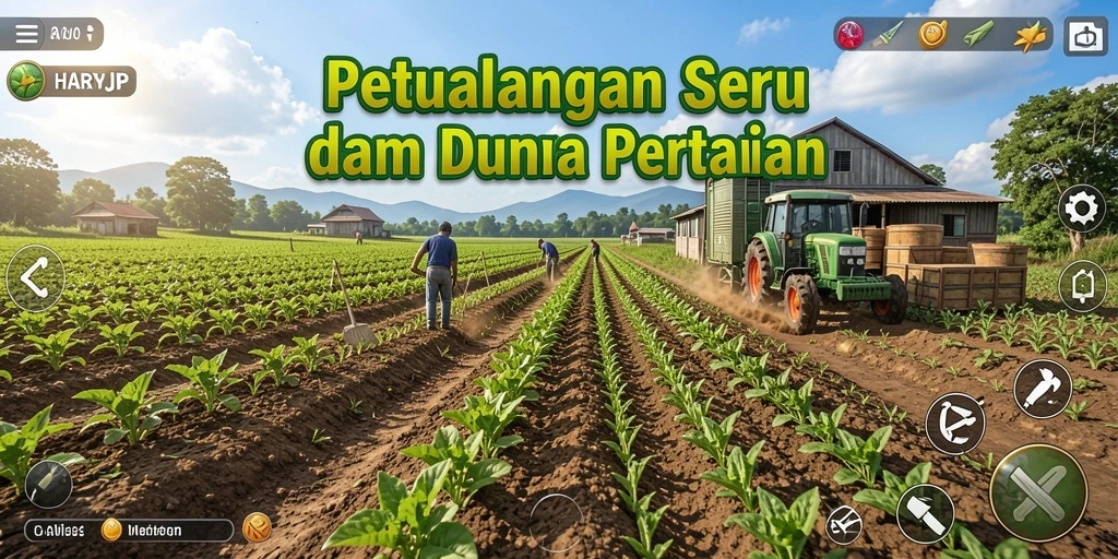 Tangkapan layar gameplay HARAPJP yang menampilkan aktivitas bertani yang menyenangkan.