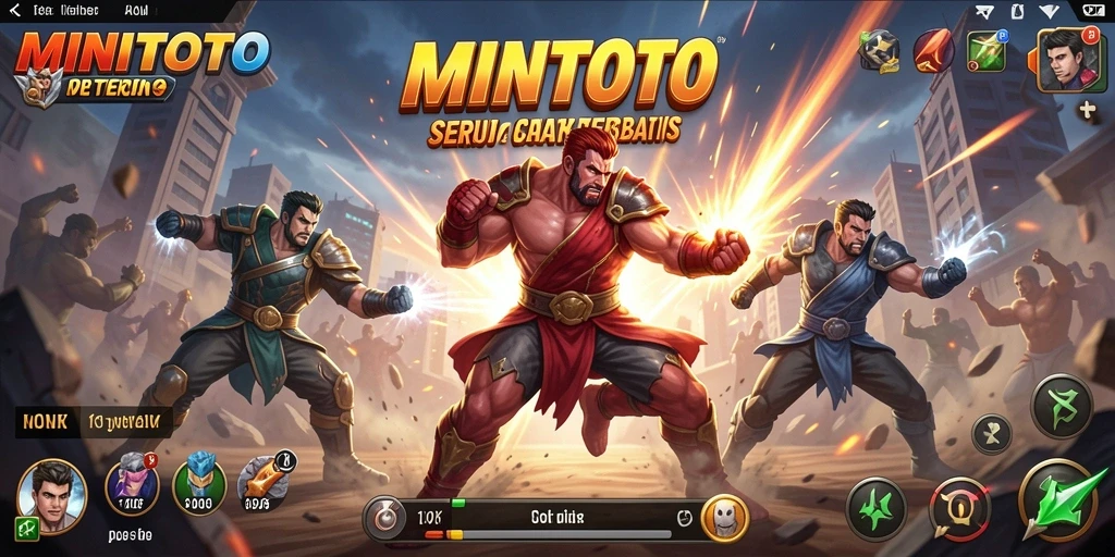 Screenshot gameplay MINITOTO menunjukkan pertarungan yang mendebarkan dan dinamis.