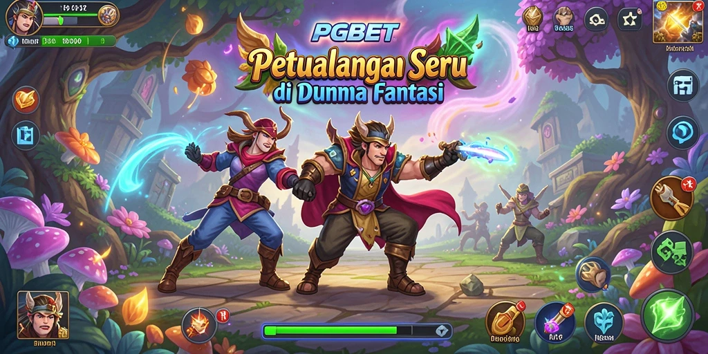 Tampilan permainan PGBET dengan berbagai karakter dalam aksi petualangan.