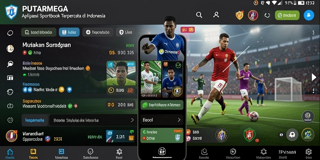 Tampilan gameplay PUTARMEGA dengan berbagai pilihan taruhan olahraga.