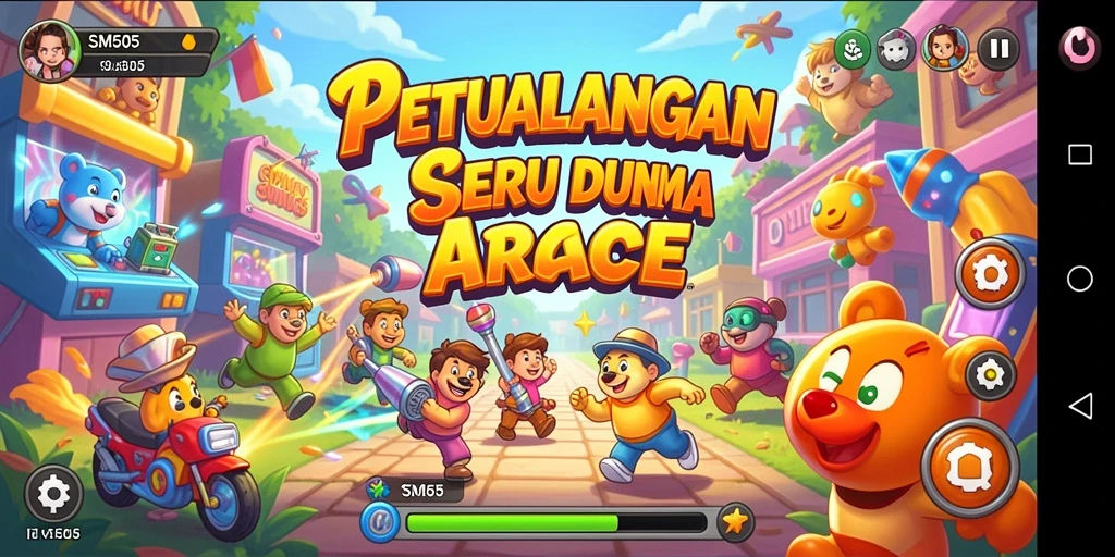 Screenshot gameplay SM605 yang menunjukkan aksi seru dalam permainan arcade.