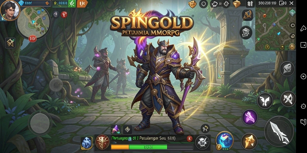 Screenshot menunjukkan aksi seru dalam permainan SPINGOLD MMORPG.
